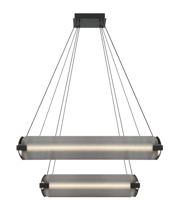 Eurofase Neoness, Chandelier, 8-Light, 34", Matte Black, Clear Glass – Eurofase Chandeliers