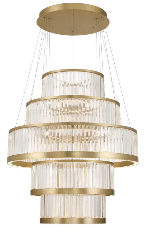 Eurofase Empra, Chandelier, 5-Light, 47", Gold, Clear Crystal – Eurofase Chandeliers