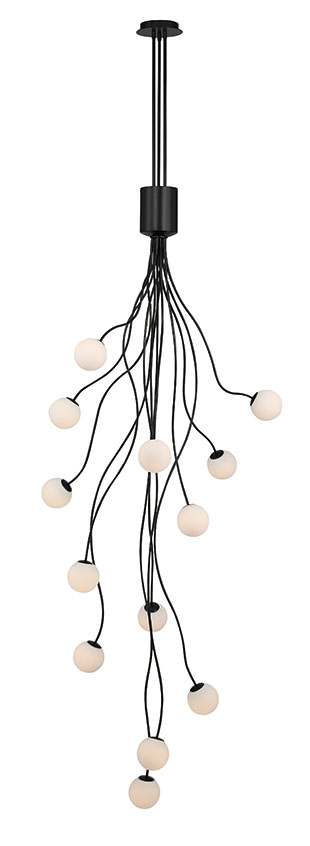 Eurofase Athena, Chandelier, 13-Light, 28", Matte Black, Opal Etched Glass – Eurofase Chandeliers