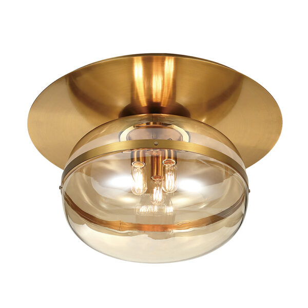 Eurofase Nottingham, Flush Mount, 3-Light, 20", Antique Brass, Amber Glass – Eurofase Flush Mounts