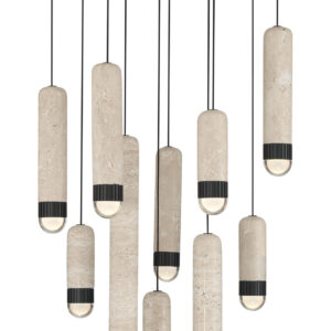 Eurofase Cambre, Chandelier , 16-Light, 32", Antique Brass, Travertine – Eurofase Chandeliers