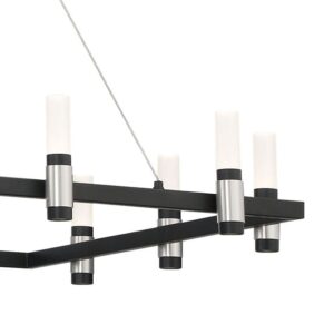 Eurofase Altamont, Chandelier, 18-Light, 52", Satin Nickel-Black Mix, White Acrylic – Eurofase Chandeliers
