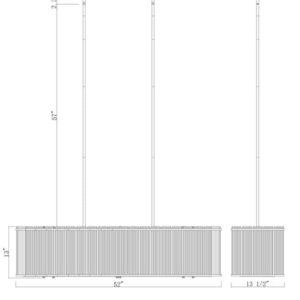 Eurofase Glasbury, Chandelier, 10-Light, 52", Polished Nickel, Ribbed Glass – Eurofase Chandeliers