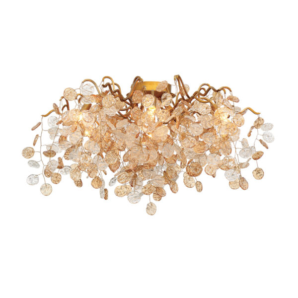 Eurofase Campobasso, Flush Mount, 7-Light, 27", Gold, Mixed Glass – Eurofase Flush Mounts