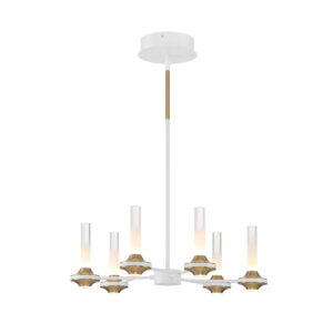 Eurofase Torcia, Chandelier, 6-Light, 24", Matte White, White Acrylic