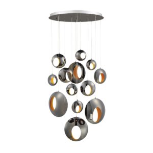 Eurofase Arlington, Chandelier, 13-Light, 40", Chrome Black, Gold Steel – Eurofase Chandeliers