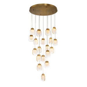 Eurofase Paget, Chandelier, 19-Light, 29", Matte Gold, Clear Glass – Eurofase Chandeliers