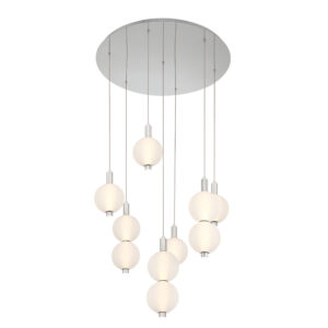 Eurofase Palmas, Chandelier, 7-Light, 30", Polished Nickel, White Glass – Eurofase Chandeliers