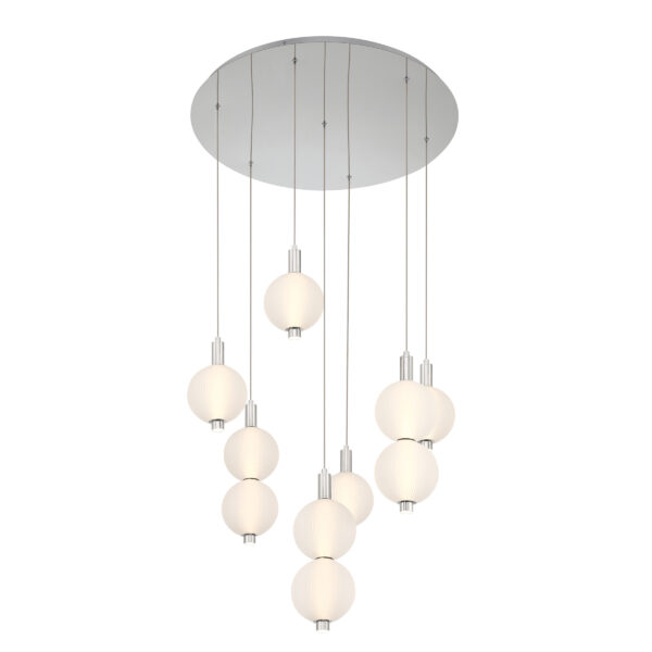 Eurofase Palmas, Chandelier, 7-Light, 30", Polished Nickel, White Glass – Eurofase Chandeliers