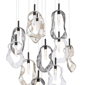 Eurofase Norah, Chandelier, 16-Light, 24", Matte Black, Mixed Glass – Eurofase Chandeliers