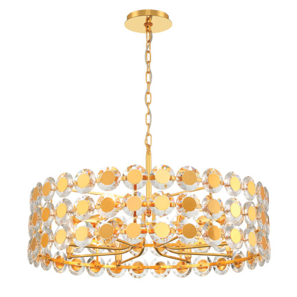 Eurofase Perrene, Chandelier, 8-Light, 32", Gold, Clear Glass – Eurofase Chandeliers