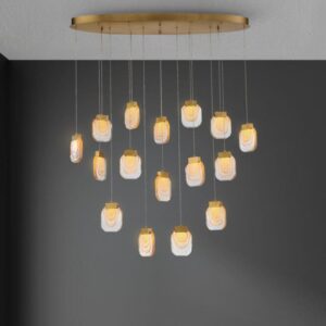 Eurofase Paget, Chandelier, 16-Light, 44", Matte Gold, Clear Glass – Eurofase Chandeliers