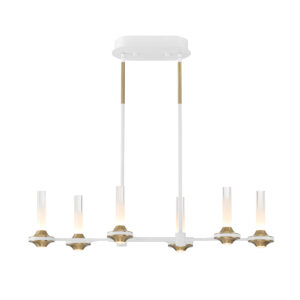 Eurofase Torcia, Chandelier, 6-Light, 31", Matte White, White Acrylic