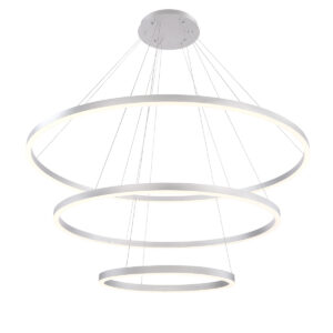 Eurofase Spunto, Chandelier, 3-Light, 61", Brushed Silver, White Glass – Eurofase Chandeliers
