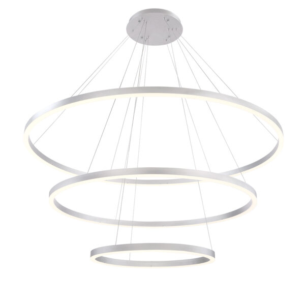 Eurofase Spunto, Chandelier, 3-Light, 61", Brushed Silver, White Glass – Eurofase Chandeliers