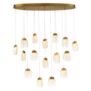 Eurofase Paget, Chandelier, 16-Light, 44", Matte Gold, Clear Glass – Eurofase Chandeliers