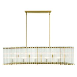 Eurofase Glasbury, Chandelier, 10-Light, 52", Gold, Ribbed Glass – Eurofase Chandeliers