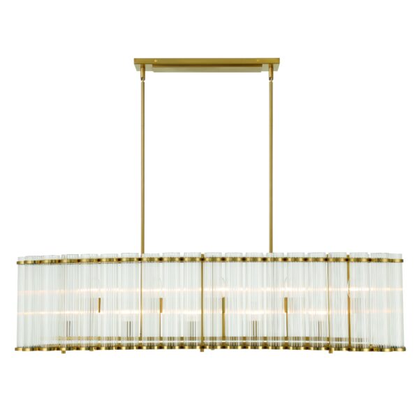 Eurofase Glasbury, Chandelier, 10-Light, 52", Gold, Ribbed Glass – Eurofase Chandeliers