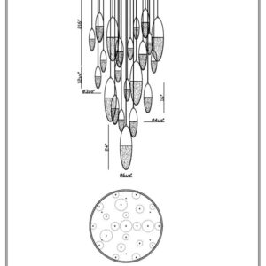 Eurofase Ecrou, Chandelier, 22-Light, 40", Matte Black, Clear Glass – Eurofase Chandeliers