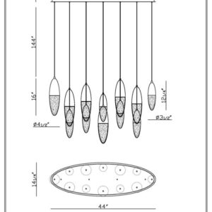Eurofase Ecrou, Chandelier, 12-Light, 44", Matte Black, Clear Glass – Eurofase Chandeliers