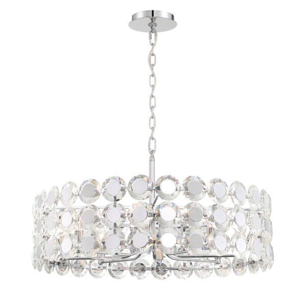 Eurofase Perrene, Chandelier, 8-Light, 32", Chrome, Clear Glass – Eurofase Chandeliers