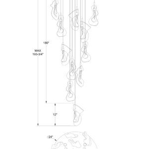 Eurofase Norah, Chandelier, 16-Light, 24", Matte Black, Mixed Glass – Eurofase Chandeliers