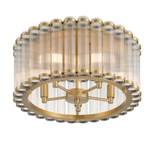 Eurofase Glasbury, Flush Mount, 5-Light, 18", Gold, Ribbed Glass – Eurofase Flush Mounts