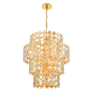 Eurofase Perrene, Chandelier, 24-Light, 45", Gold, Clear Glass – Eurofase Chandeliers