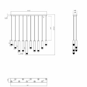 Eurofase Cambre, Chandelier , 10-Light, 50", Matte Black, Travertine – Eurofase Chandeliers