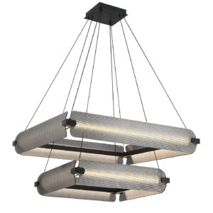 Eurofase Neoness, Chandelier, 8-Light, 34", Matte Black, Clear Glass – Eurofase Chandeliers