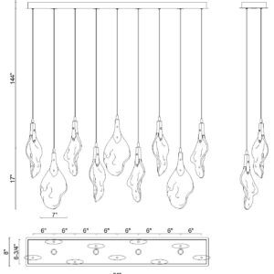 Eurofase Jateo, Chandelier, 13-Light, 51", Polished Nickel, Clear Glass – Eurofase Chandeliers
