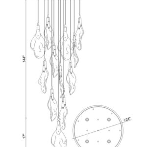 Eurofase Jateo, Chandelier, 16-Light, 24", Polished Nickel, Clear Glass – Eurofase Chandeliers