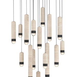 Eurofase Cambre, Chandelier , 16-Light, 32", Matte Black, Travertine – Eurofase Chandeliers