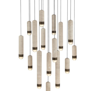Eurofase Cambre, Chandelier , 16-Light, 32", Antique Brass, Travertine – Eurofase Chandeliers