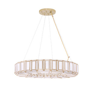 Eurofase Belmont, Chandelier, 12-Light, 37", Antique Brass, White Glass