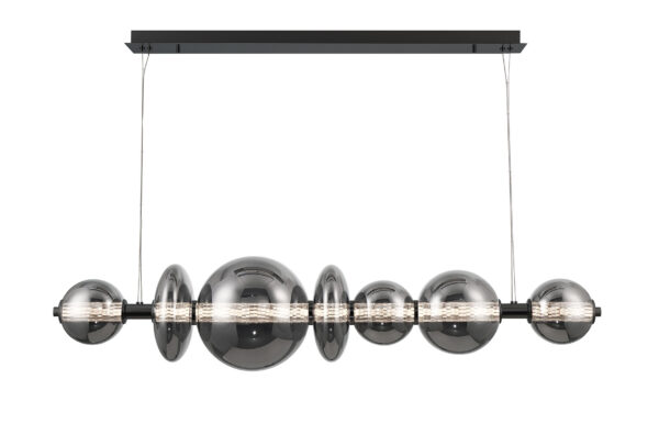 Eurofase Atomo, Chandelier, 3-Light, 56", Matte Black, Smoked Glass – Eurofase Chandeliers