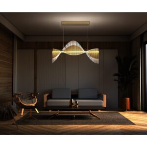 Eurofase Voltik, Chandelier, 72-Light, 59", Matte Gold, Frosted Acrylic – Eurofase Chandeliers