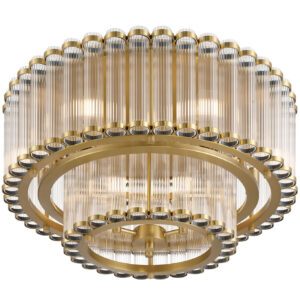Eurofase Glasbury, Flush Mount, 5-Light, 18", Gold, Ribbed Glass – Eurofase Flush Mounts