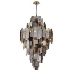 Eurofase Cocolina, Chandelier, 39-Light, 71", Brushed Brass, Mixed Glass – Eurofase Chandeliers