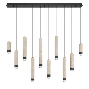 Eurofase Cambre, Chandelier , 10-Light, 50", Matte Black, Travertine – Eurofase Chandeliers