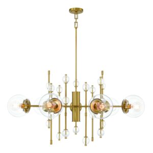 Eurofase Traiton, Chandelier, 9-Light, 48", Gold, Clear Glass