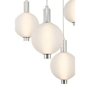 Eurofase Palmas, Chandelier, 5-Light, 24", Polished Nickel, White Glass – Eurofase Chandeliers