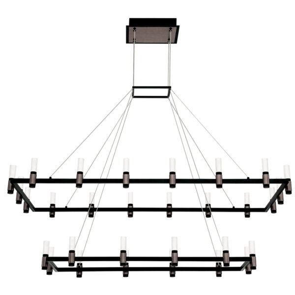 Eurofase Altamont, Chandelier, 30-Light, 52", Satin Nickel-Black Mix, White Acrylic – Eurofase Chandeliers