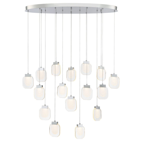 Eurofase Paget, Chandelier, 16-Light, 44", Chrome, Clear Glass – Eurofase Chandeliers