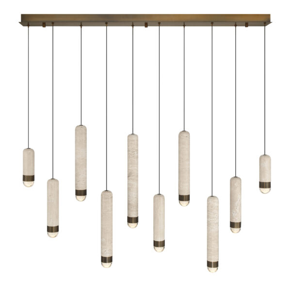 Eurofase Cambre, Chandelier , 10-Light, 50", Antique Brass, Travertine – Eurofase Chandeliers