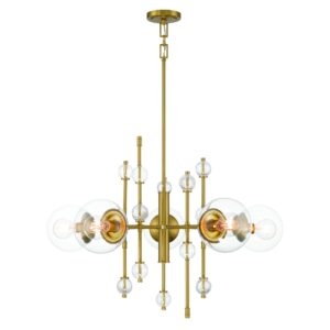 Eurofase Traiton, Chandelier, 5-Light, 36", Gold, Clear Glass