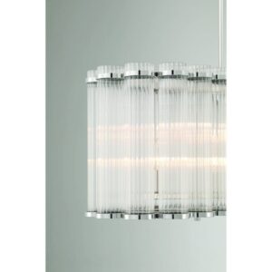 Eurofase Glasbury, Chandelier, 10-Light, 52", Polished Nickel, Ribbed Glass – Eurofase Chandeliers