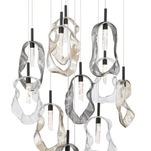 Eurofase Norah, Chandelier, 16-Light, 24", Matte Black, Mixed Glass – Eurofase Chandeliers
