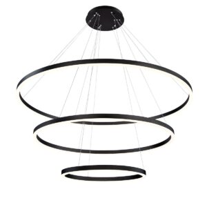 Eurofase Spunto, Chandelier, 3-Light, 61", Matte Black, White Glass – Eurofase Chandeliers