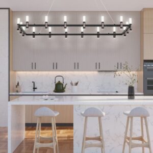 Eurofase Altamont, Chandelier, 18-Light, 52", Satin Nickel-Black Mix, White Acrylic – Eurofase Chandeliers